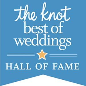 The Knot Best of Weddings Hall of Fame award badge
